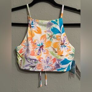 Roxy Printed Beach Classics Crop Bikini reversible Top Snow White Pualani Combo